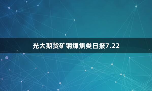 光大期货矿钢煤焦类日报7.22