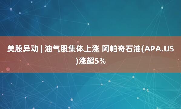 美股异动 | 油气股集体上涨 阿帕奇石油(APA.US)涨超5%
