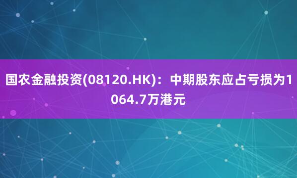 国农金融投资(08120.HK)：中期股东应占亏损为1064.7万港元